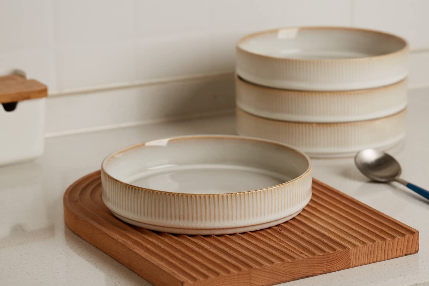 Famiware Star 7.5'' Pasta Bowls Set, Salad Bowl Set Of 4, Double Reactive Glaze, Stackable, Ideal For Your Friend For Housewarmi