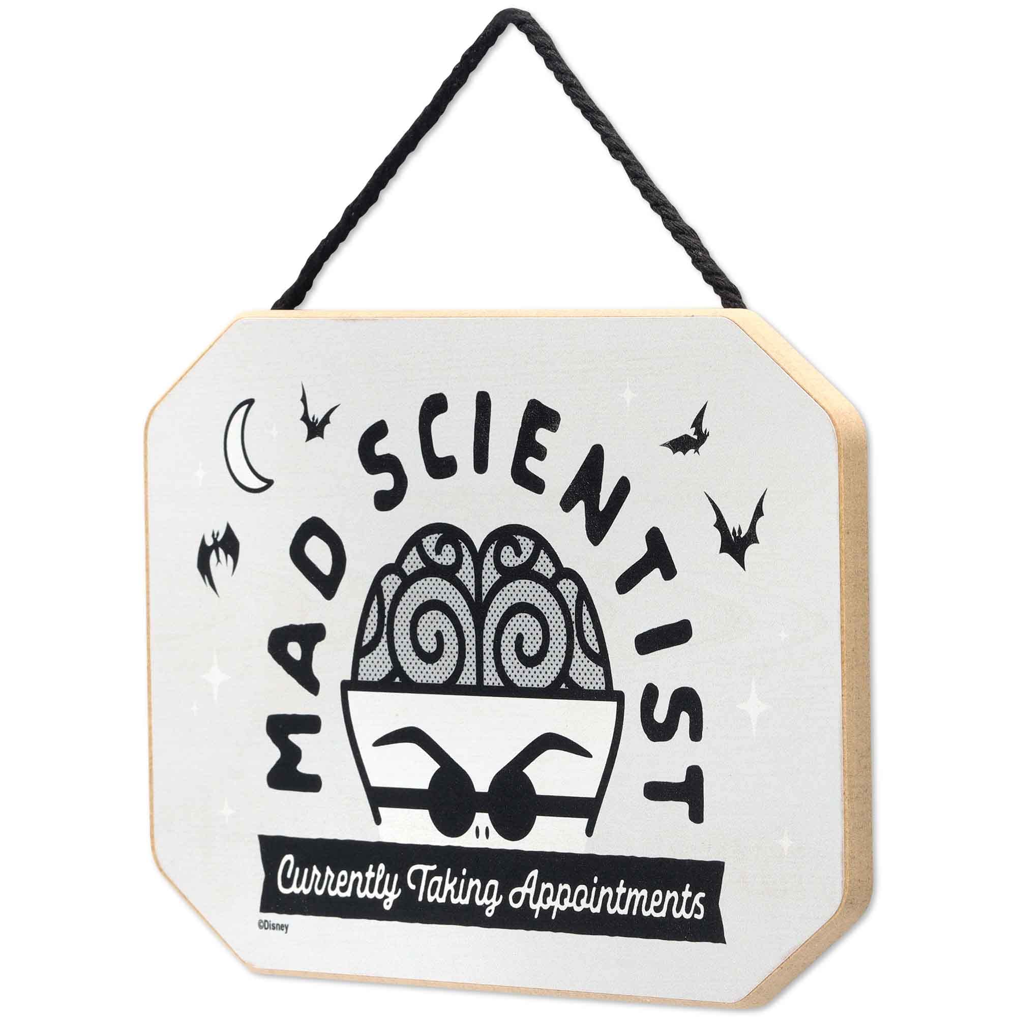 Disney The Nightmare Before Christmas Mad Scientist Hanging Wood Wall Decor - Fun Dr. Finkelstein Sign for Home Decorating
