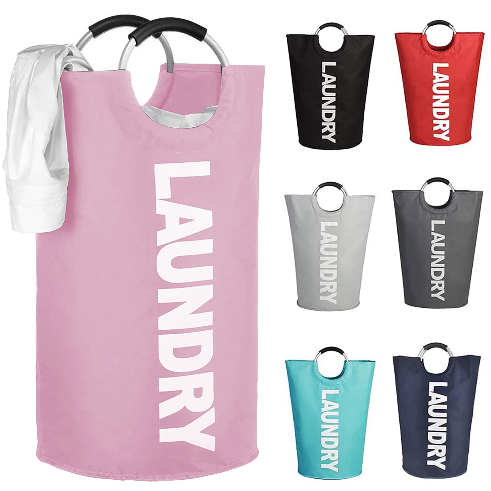 Mziart Large Laundry Basket with Padded Handles, Oxford Fabric Laundry Hamper Tall Laundry Bag Clothes Hamper Laundry Bin Storag