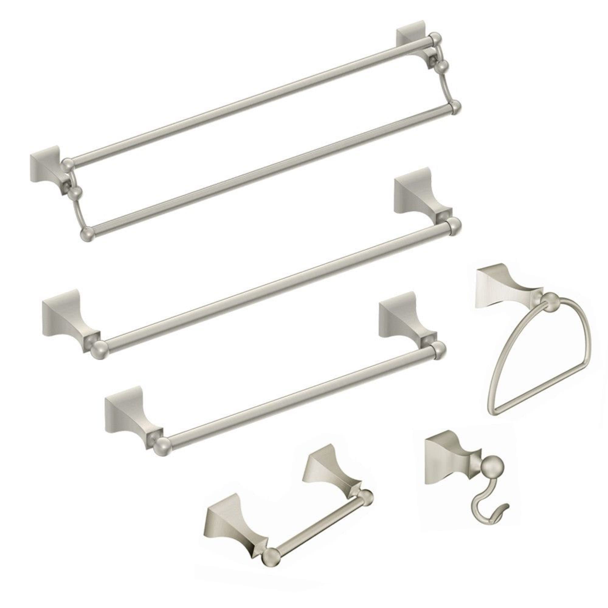 Moen Dn8322Bn Retreat 24-Inch Wall Mount Bathroom Double Towel Bar, Brushed Nickel