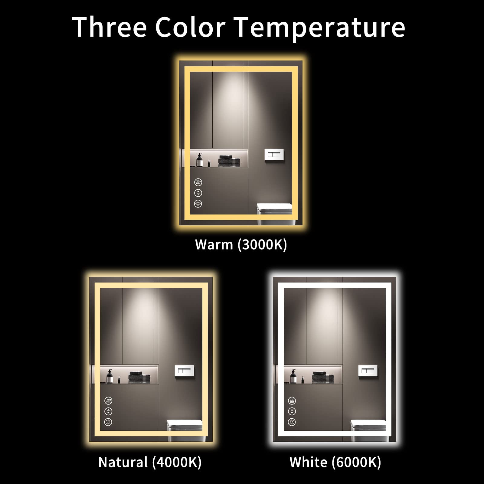 Loaao 20X28 Led Bathroom Mirror With Lights, Anti-Fog, Dimmable, Backlit + Front Lit, Lighted Bathroom Vanity Mirror For Wall, M