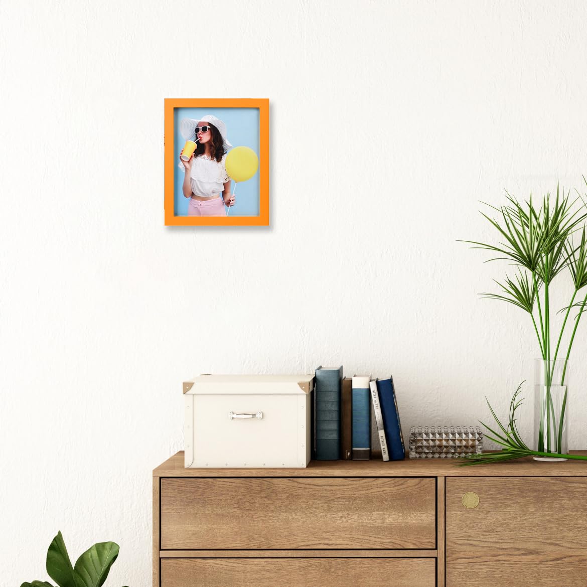 wyooxoo 8x10 Picture Frames Set of 4 Orange Made of Solid Wood Photo Frames Colorful Frame with HD Plexiglass, Wall Mount and Ta