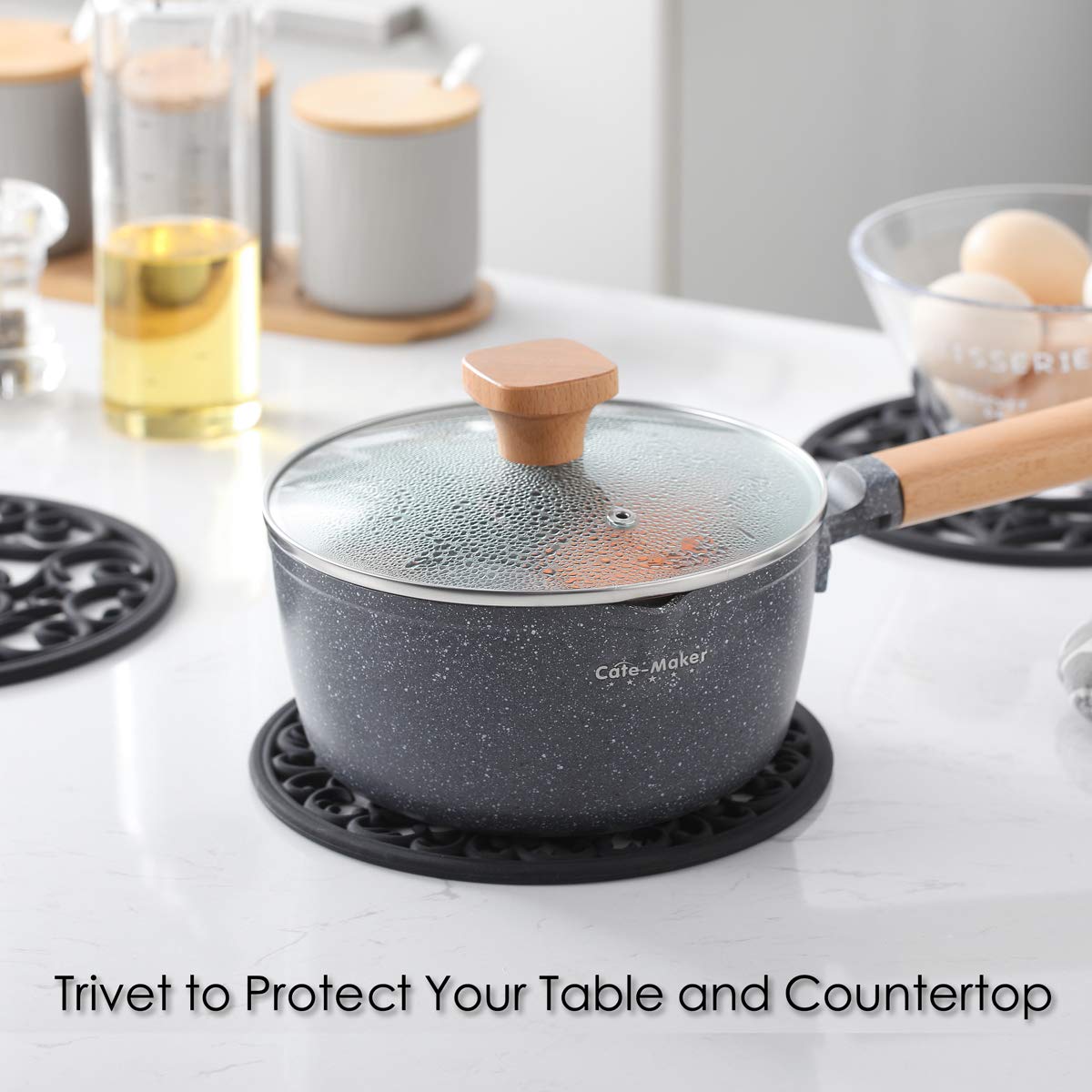 Colinda Silicone Trivet for Hot Dishes  Hot Pot and Pads - Protect Countertop from Hot Pot and Pans Coming Out from The Oven or Stove - Non-Slip & Heat Resistant White Set of 3