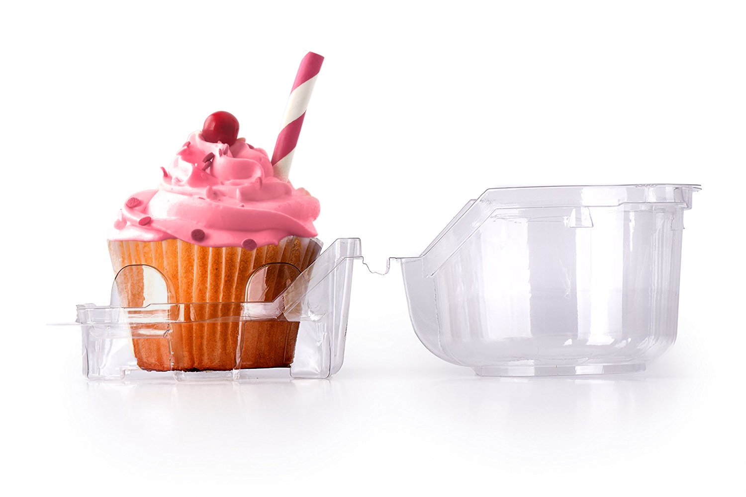 Pizety Pack Of 50 Individual Cupcake Containers Strong And Sturdy Clear Plastic Cupcake Muffin Containers Disposable 1 Compartme