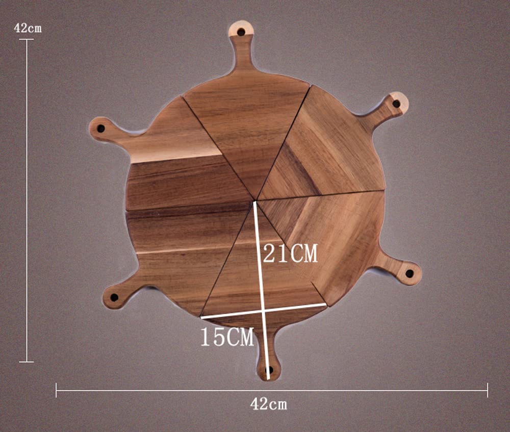 12 Inches Round Bamboo Pizza Plate Set, 6 Pcs 6 Inches Bamboo Triangle Pizza Pie Plates, Round Dish Platter Stack-Able Wooden Pi