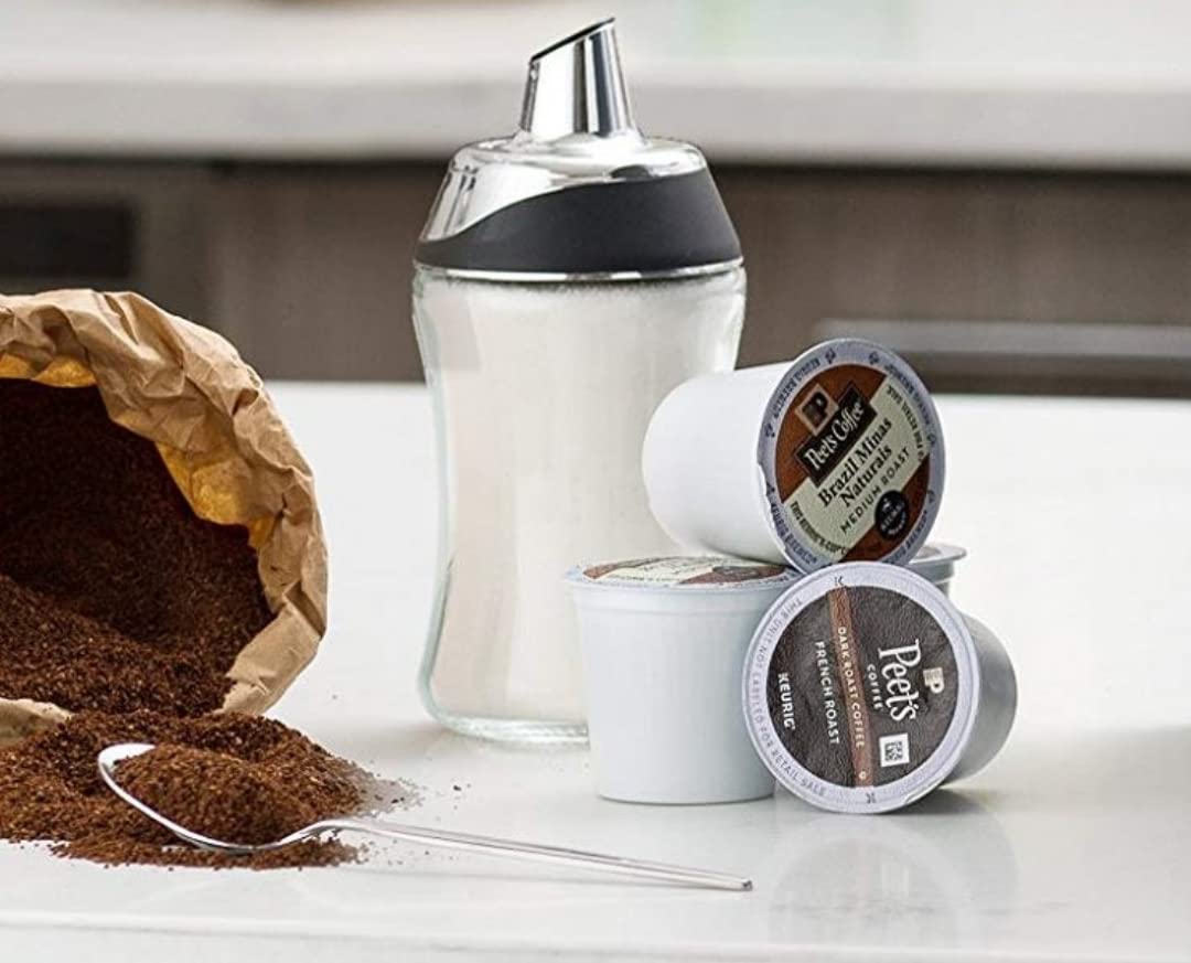 J&M Design Sugar Dispenser With Pour Spout Lid Sugar Container Shaker Coffee Bar Accessories Organizer Essentials Powdered Cream