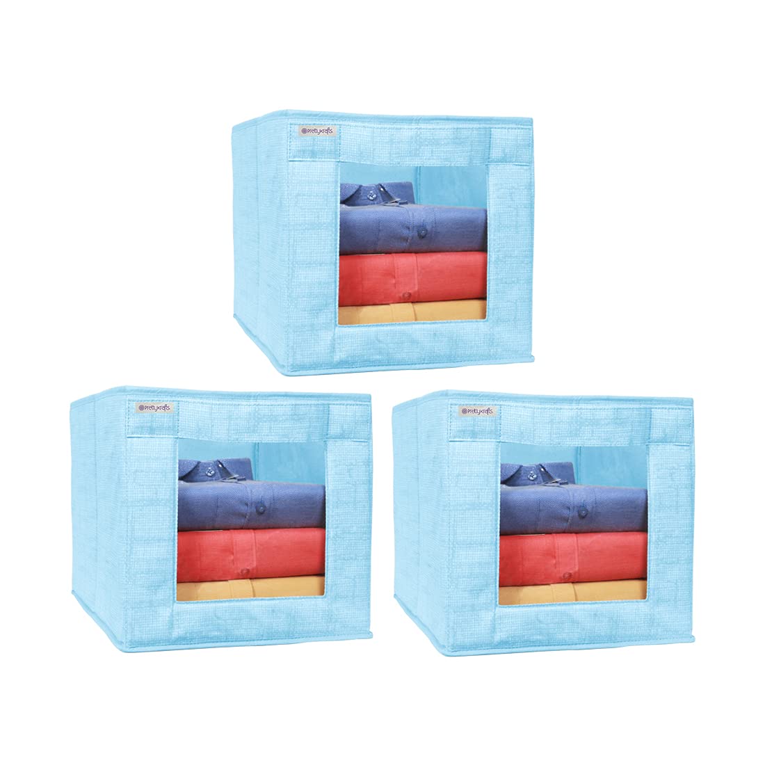 Prettykrafts 3 Pcs Jute Shirt Stacker/Cloth Organizer For Storage/Closet & Wardrobe Organizer For Storage/Foldable Shirt Organiz