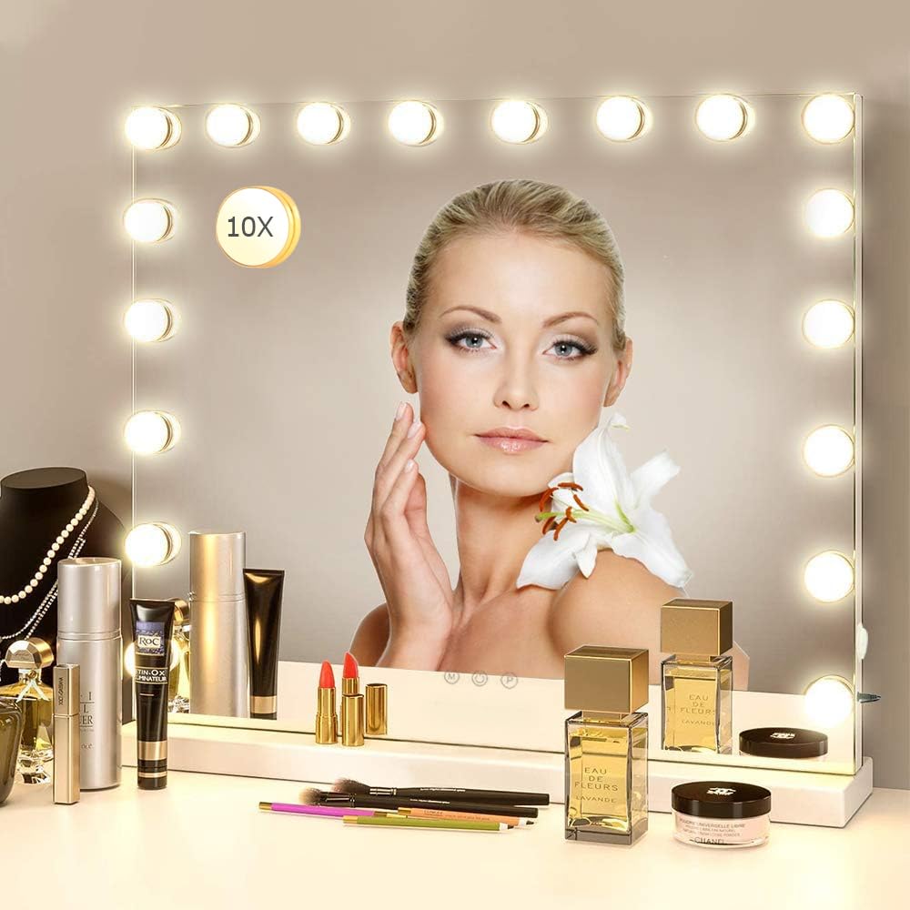 Despful Vanity Mirror Makeup Mirror With Lights,31.5''X 23.6'' Large Hollywood Lighted Vanity Mirror With 18 Dimmable Led Bulbs,