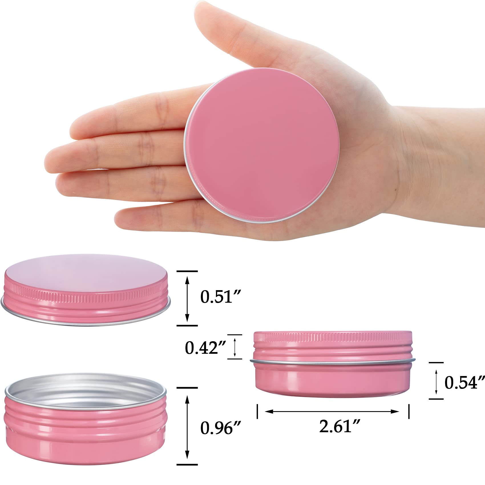 2 Oz / 60Ml Screw Top Aluminum Tin Jar With Screw Lid And Blank Labels - Pack Of 23 (Pink)