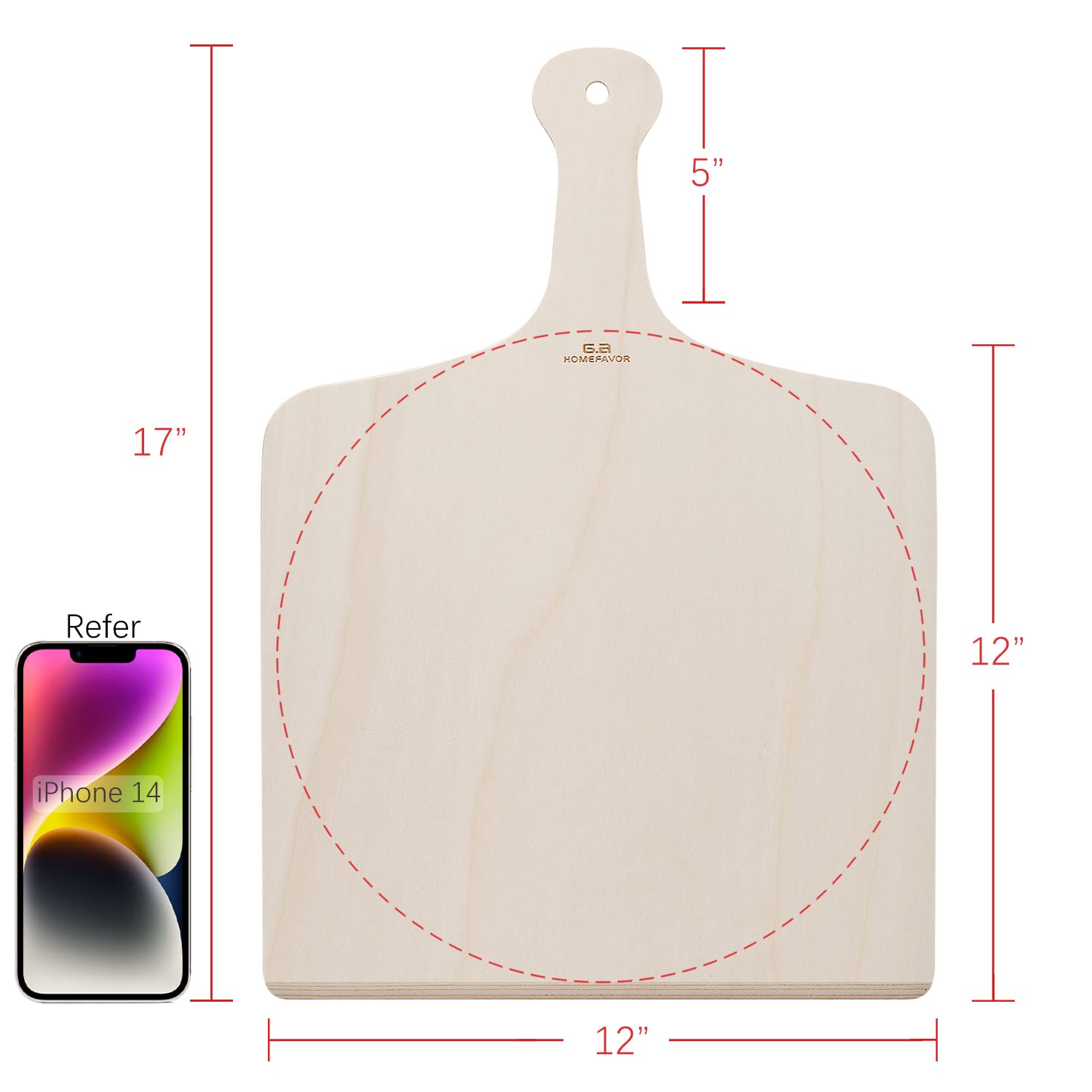 G.a HOMEFAVOR Pizza Peel [Set of 3]-12 x 16 Inch Wooden Pizza Paddle-Pizza Turning Peels with Wood Handle-for Baking Homemade Pizzas