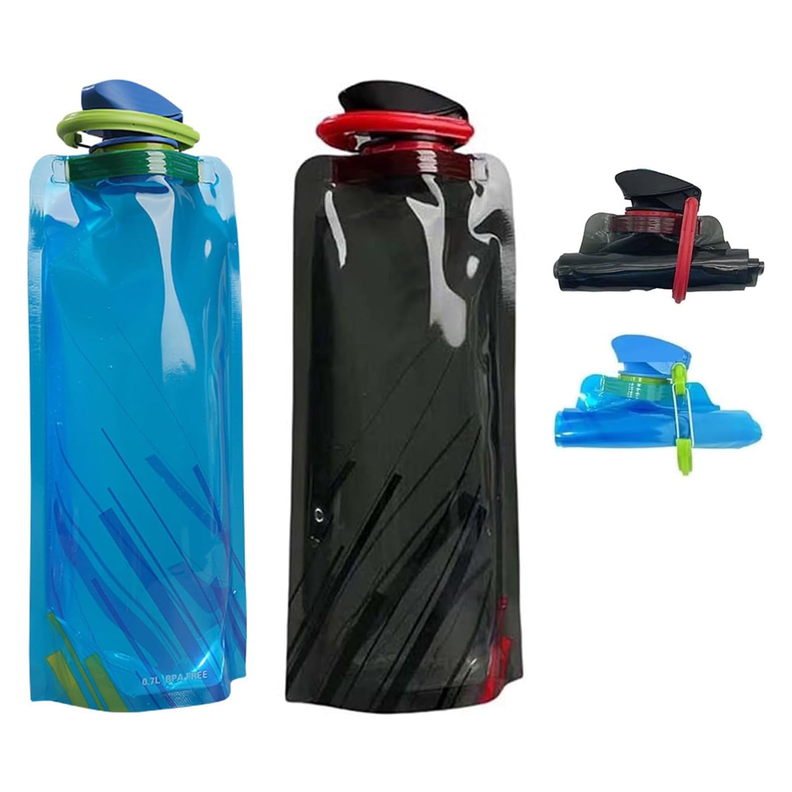 LuLuya Collapsible Water Bottles for Travel  23oz Foldable Water Bottle with Carabiner,Leakproof BPAFree Water Jup, Portable R
