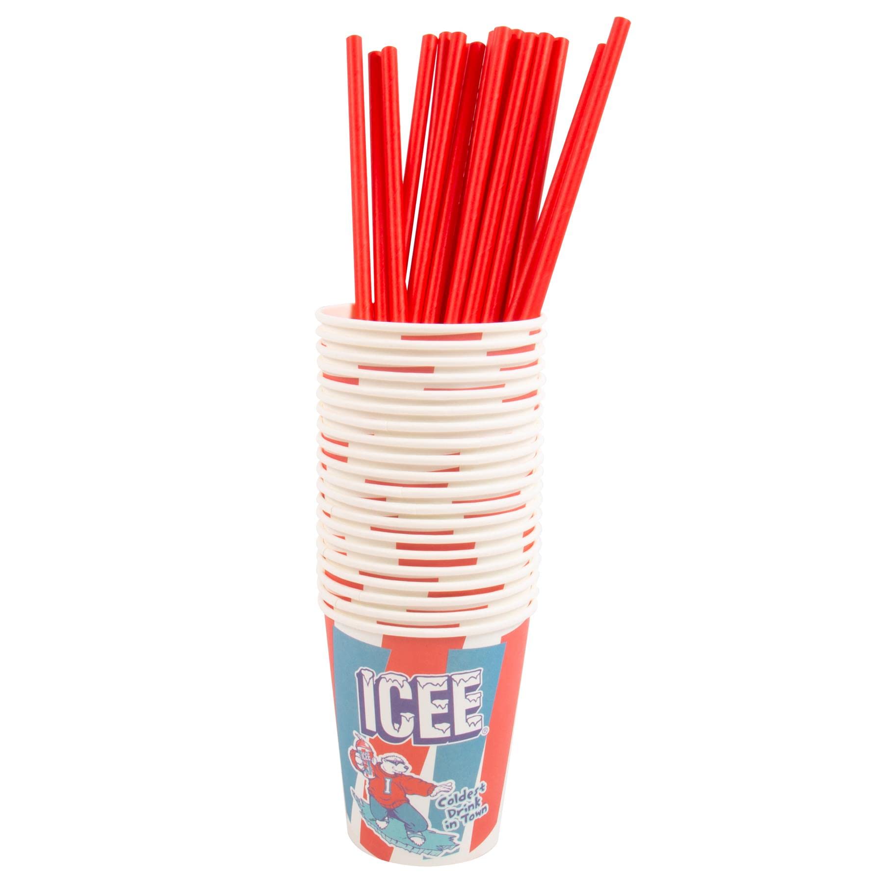 Officially Licensed Icee Slushie Cups & Straws Pack - 20 Cups & 20 Straws