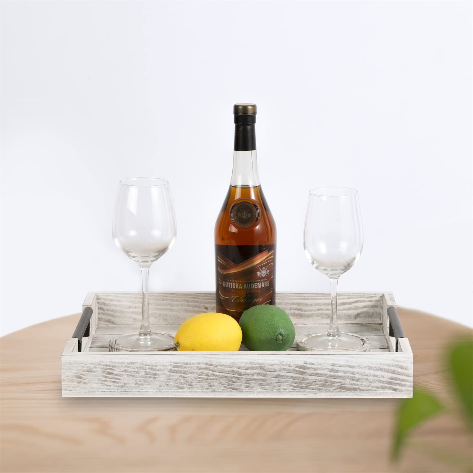 Wooden Serving Ottoman Tray With 4 Coasters,Breakfast Tray With Handles,Ottoman Tray Home Decor For Living Room Ottoman,Wooden T