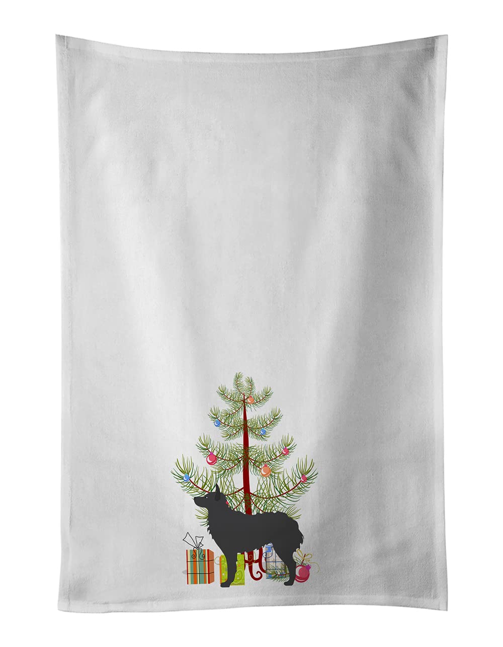 Croatian Sheepdog Merry Christmas Tree White Kitchen Towel Set of 2