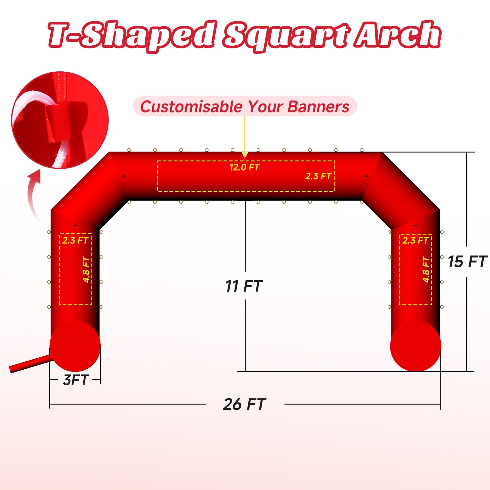 Cinnliy 26Ft Inflatable Archway,Red Inflatable Start and Finish Arch Outdoor,Sport Blow up Arch Inflatable for Race Outdoor Spor