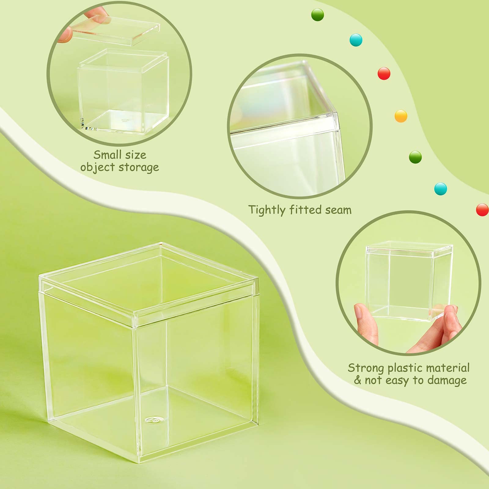 Blulu 8 Pieces Clear Acrylic Plastic Jewelry Box Mini Storage Box Mini Cube Containers with Lids for Candy and Tiny Jewelry(1.77