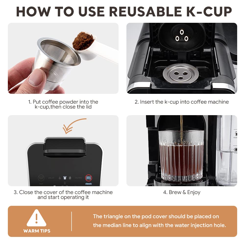 2 Pack K Cups Reusable Coffee Pods For Ninja Dual Brew Coffee Maker Stainless Steel Permanent K Cups Filters Coffee Accessories