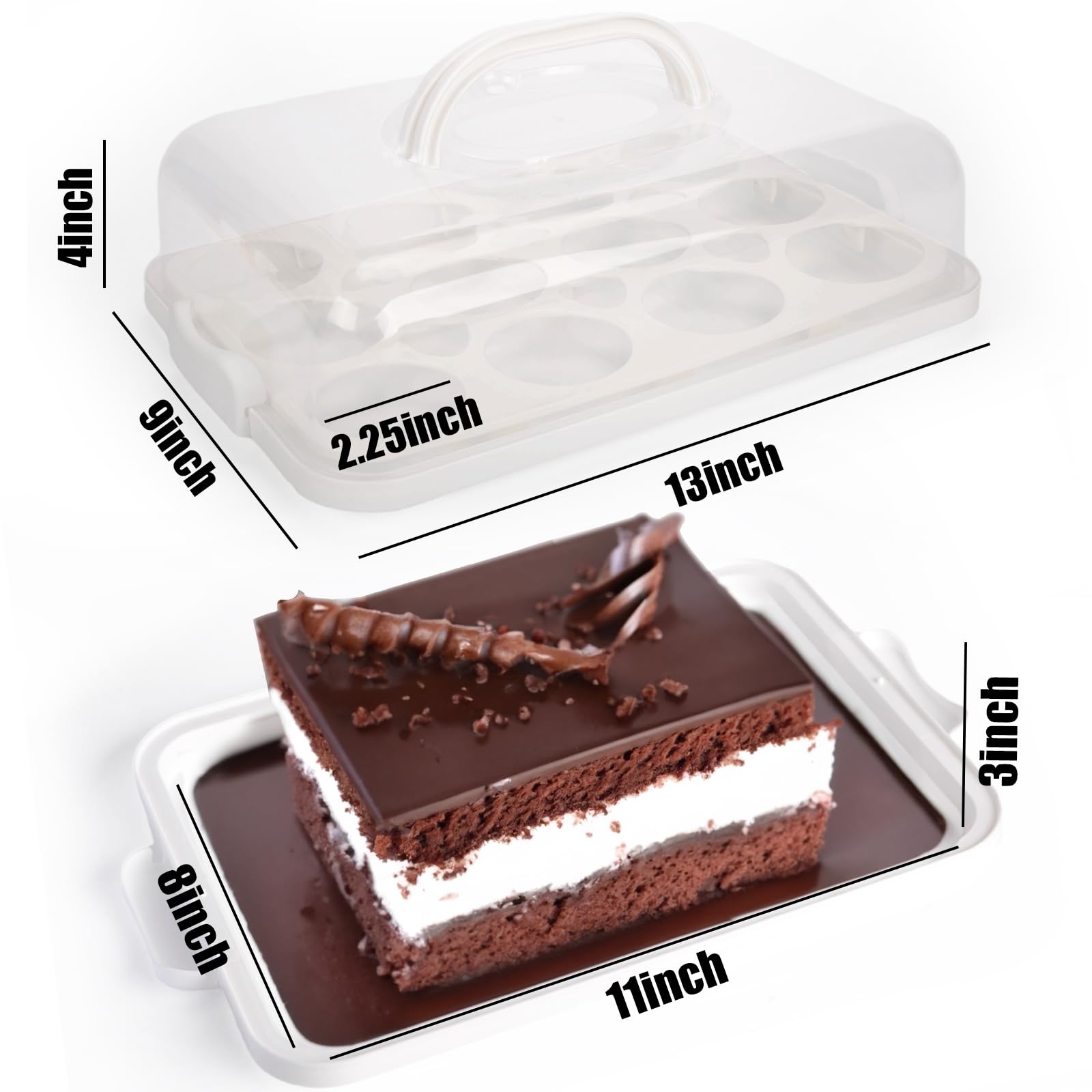 Vgoodall Cupcake Carrier With Lid, Cake Holder Cupcake Container For 12 Cupcakes 2 In 1 Portable Dessert Container For Cake Pie