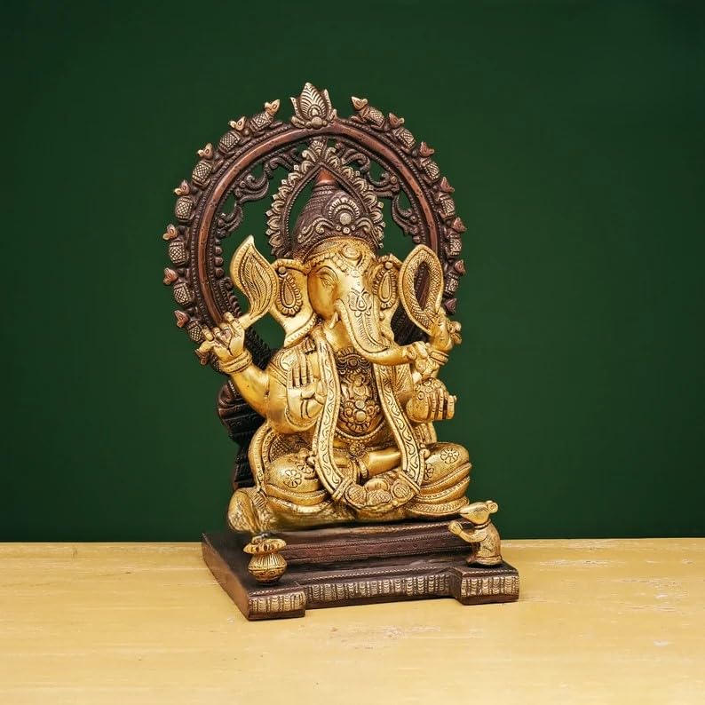 Mridaya Brass Ganesha Statue Large 33 Cm, Large Ganesh For Home, Ganesh For Temple, Brass Ganesh Statue, Hindu God Statue, House
