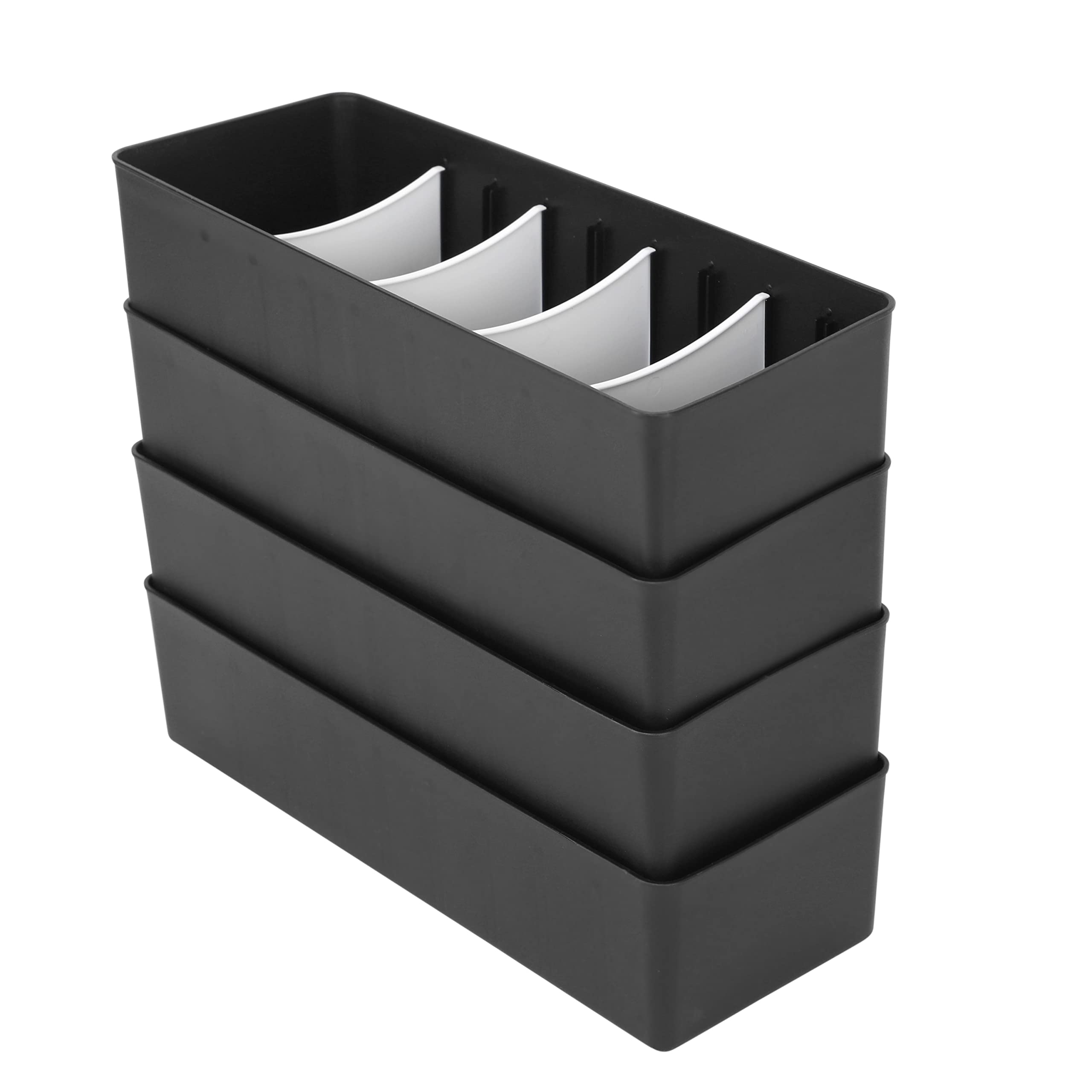 Cutting Edge Stackable Storage Drawer Organiser, Set Of 4 (Black & White)