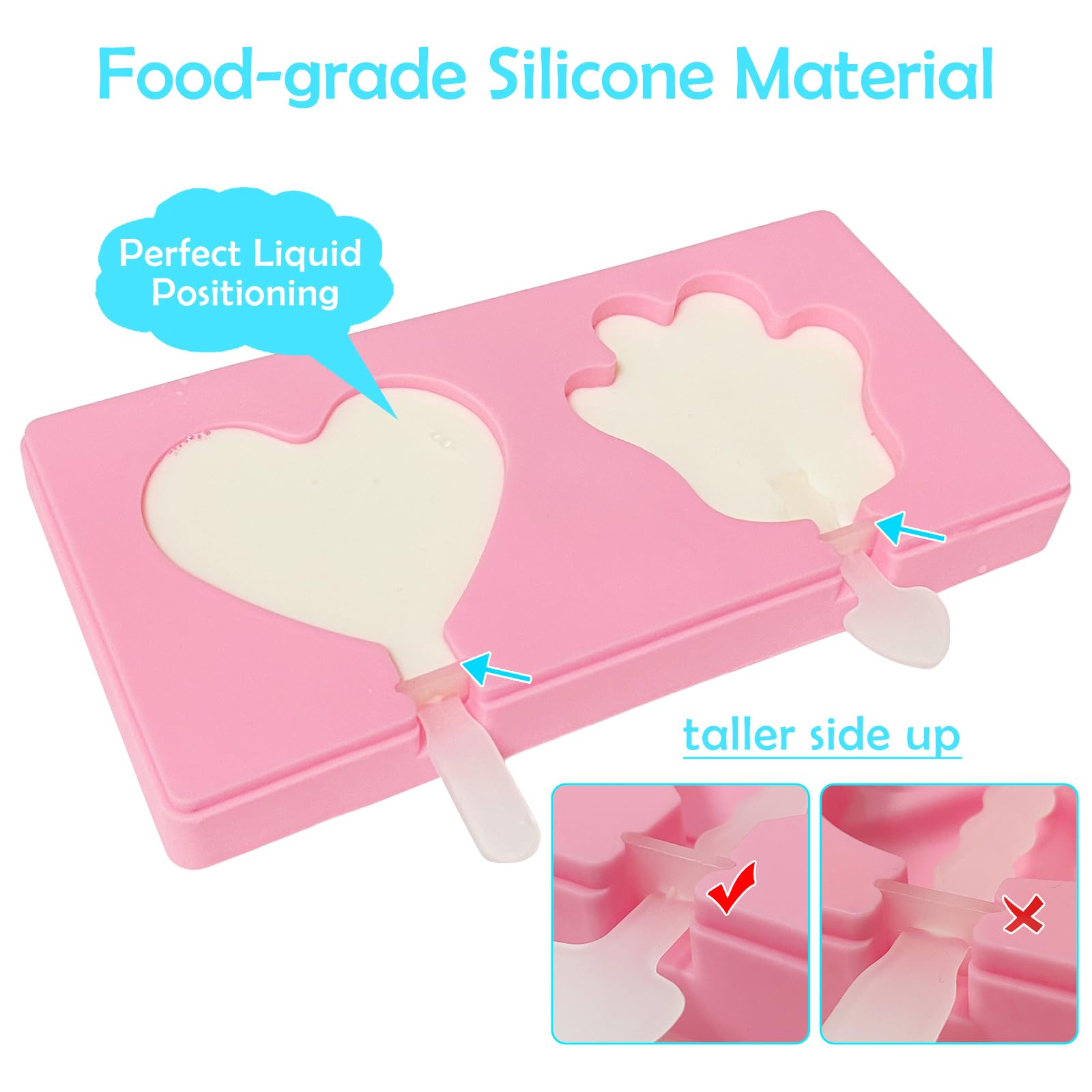 3 Pack Popsicle Molds, Silicone Popsicle Molds For Kids, Ice Pop Mold With Lids, 12 Reusable Sticks For Homemade Ice Cream Popsi