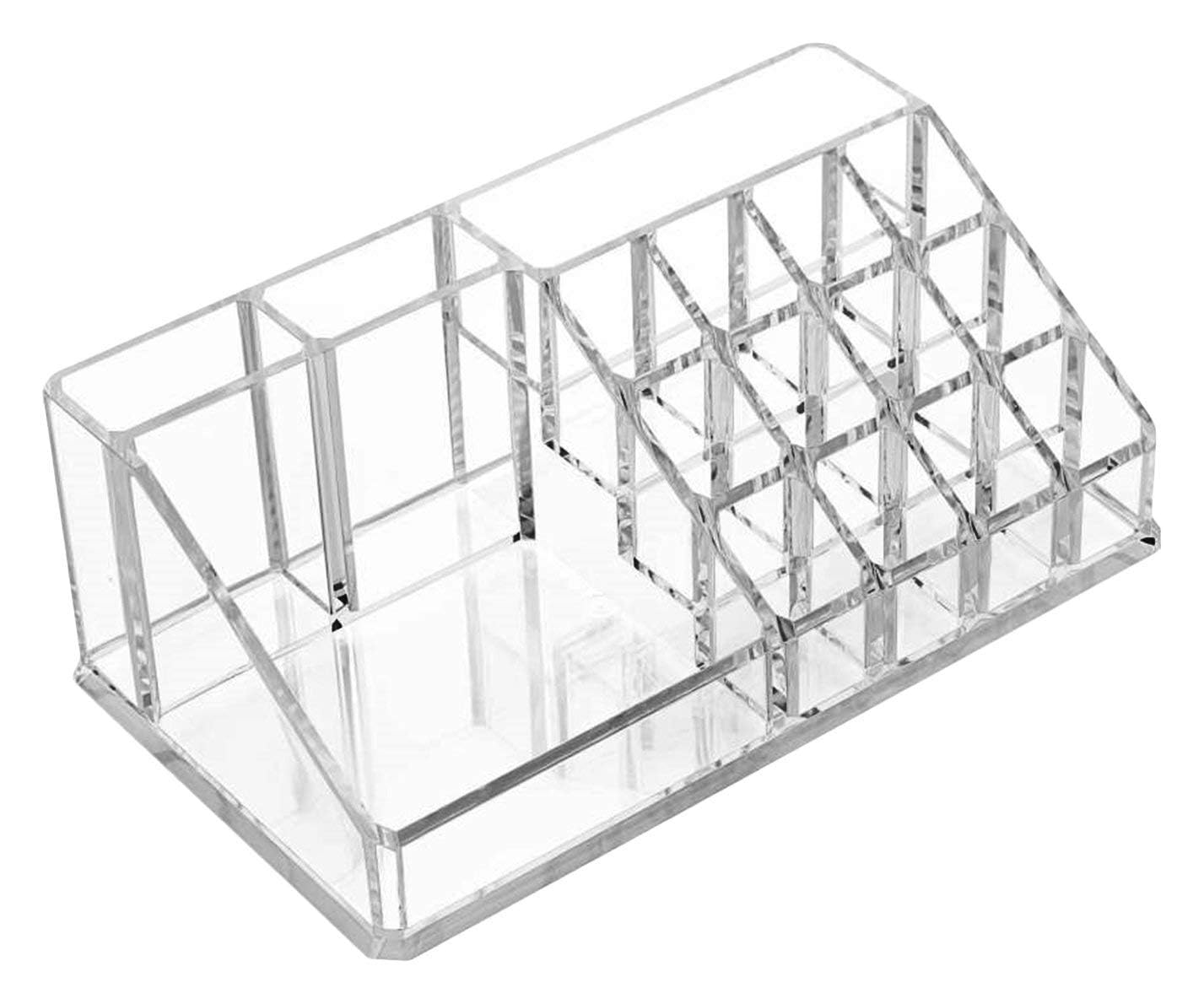 Ykxims Multi Grid Acrylic Lipstick Holder, 16 Grids Clear Plastic Lip Gloss Case Display Rack Makeup Organizer (16 Grid Lipstick