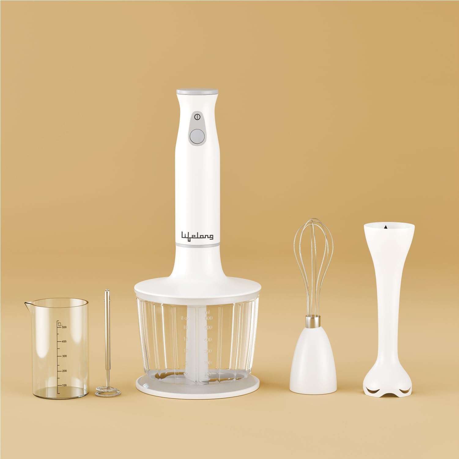 Lifelong 450W Low Noise Electric Blender With Chopper, Beaker, Whisk & Frother | Multipurpose Kitchen Appliance For Smoothies, B