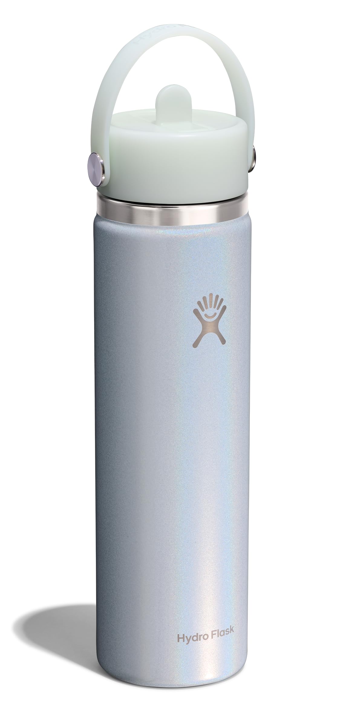 Hydro Flask Water Bottle - Insulated Stainless Steel - Wide Straw Lid, Non-Spill, Leakproof in 24 Oz Glimmer Blue