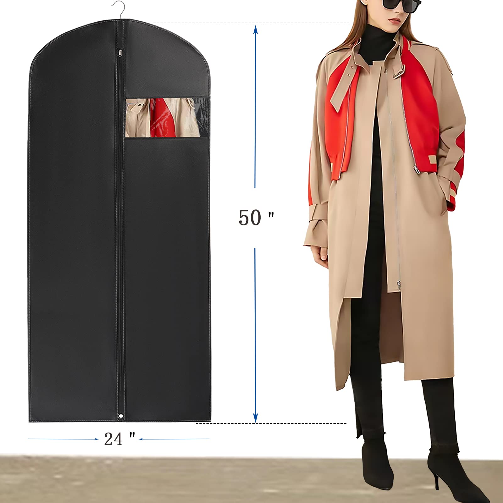 50??Garment Bags for Hanging Clothes (Set of 3) Suit Bags for Closet Storage Suit Cover Bags for Men woman Coat Sweater Dancewear Dress protector bag (Black  50?? ? 24??)