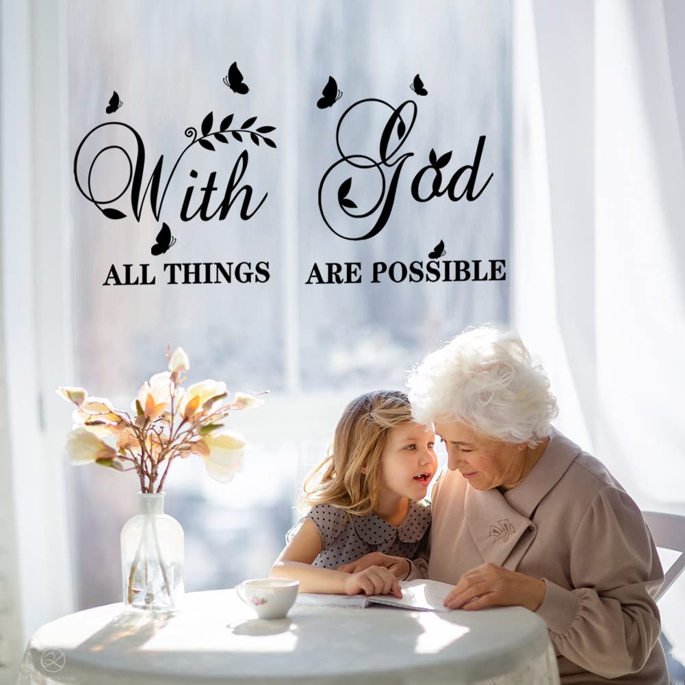 With God All Things Are Possible Wall Stickers Inspirational Wall Decal Vinyl Wall Decals Motivational Office Decor Quote Wall A