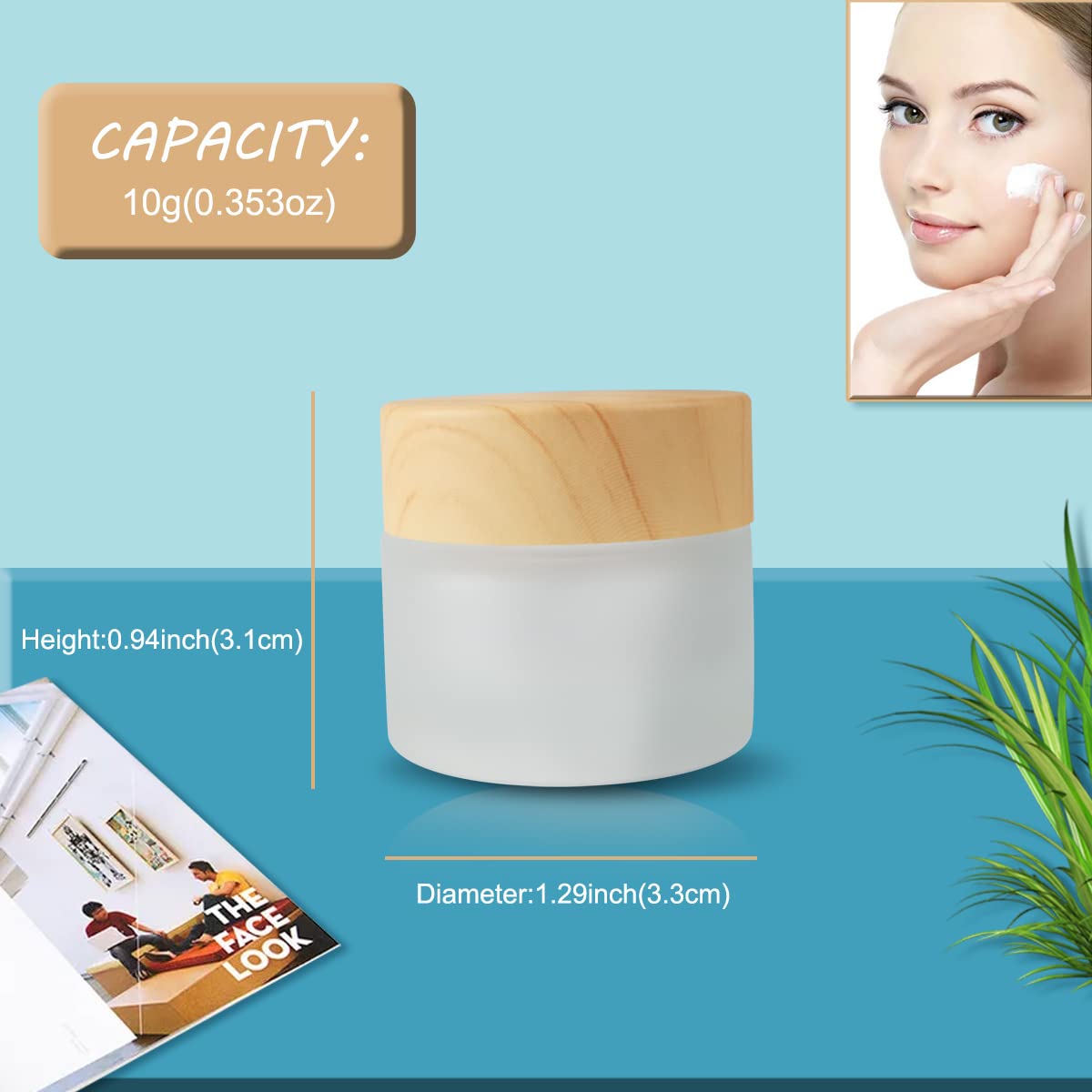 12 Pack Frosted Glass Jar Cosmetic Cream Jar Sample Jars Empty Travel Makeup Container For Cream Lotion Lip Balm Eyeshadow (10G)