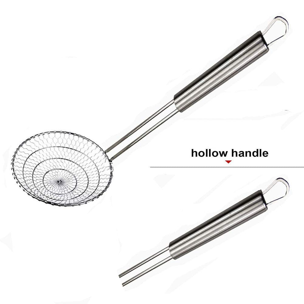 Xingmin Skimmer Spoon Fry Oil Mesh Strainer Spider Stainless Steel Asian Metal Large Fat Fish French Round Slotted Ladle Deep Wi