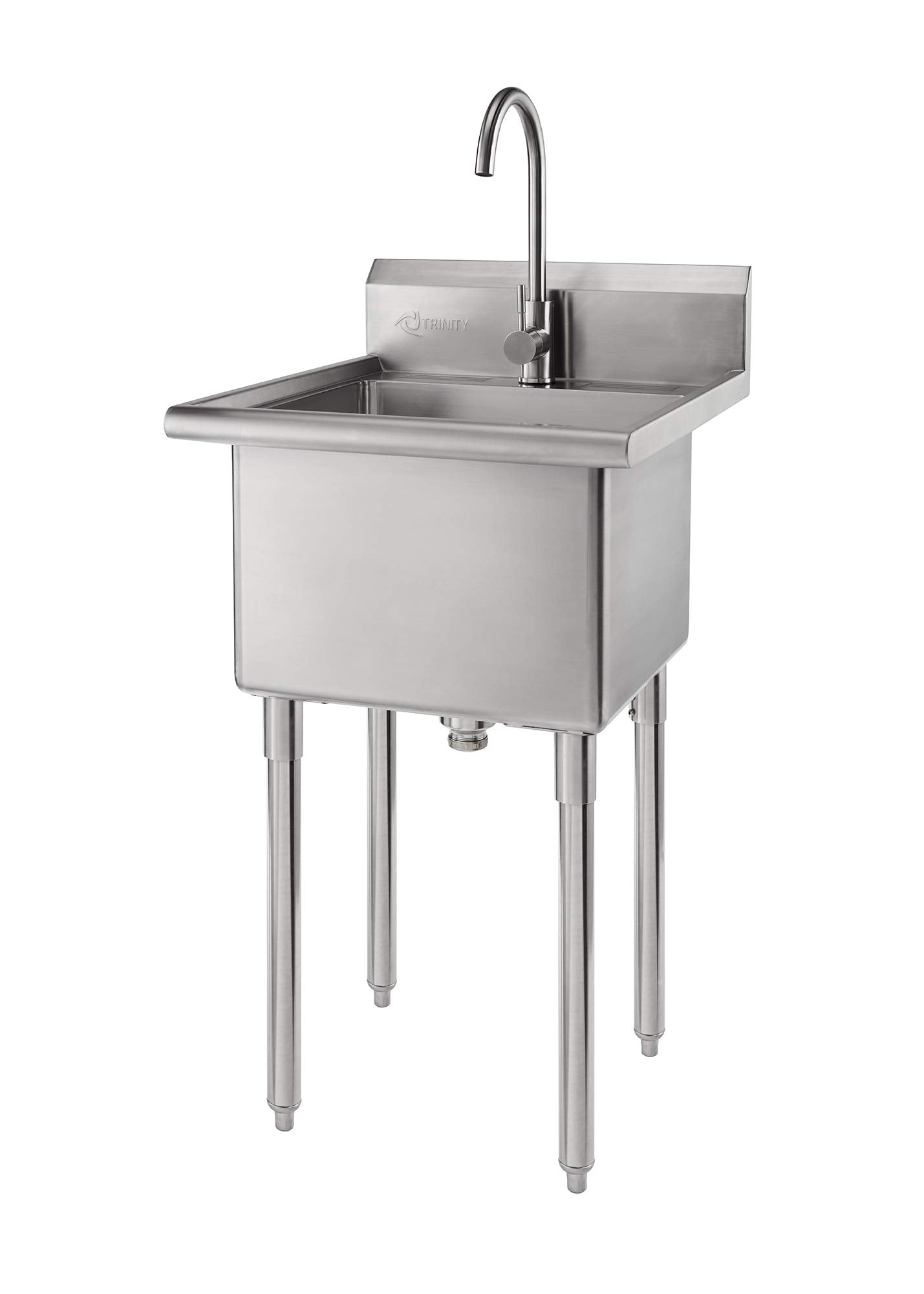 Trinity Ecostorage Stainless Steel Freestanding Single Bowl Utility Sink For Garage, Laundry Room, And Restaurants, Includes Fau