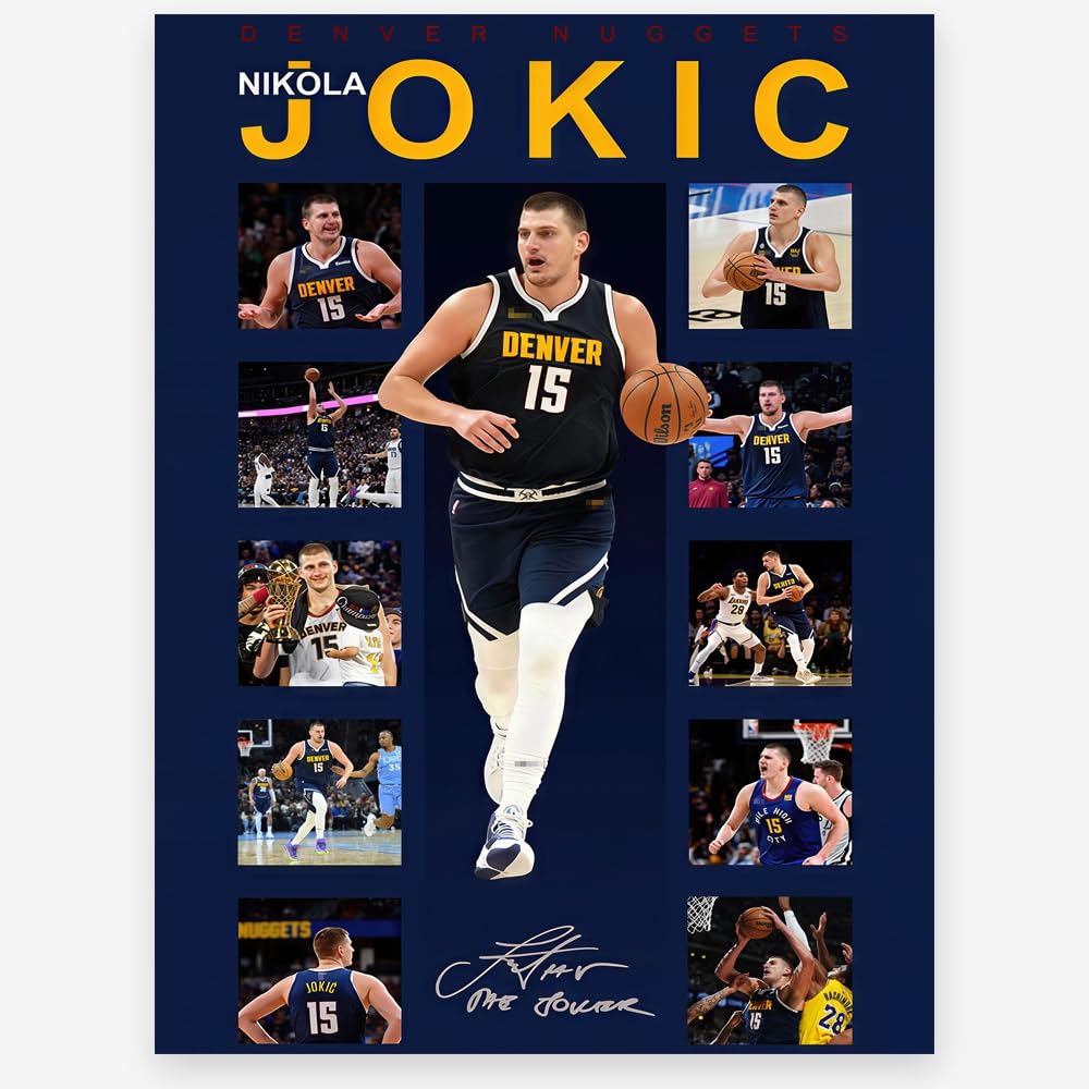 Menkarwhy Nikola Jokic Signed Poster For Kids Room Bedroom Wall Decor-Basketball Superstar Posters Canvas Art Print Picture For 