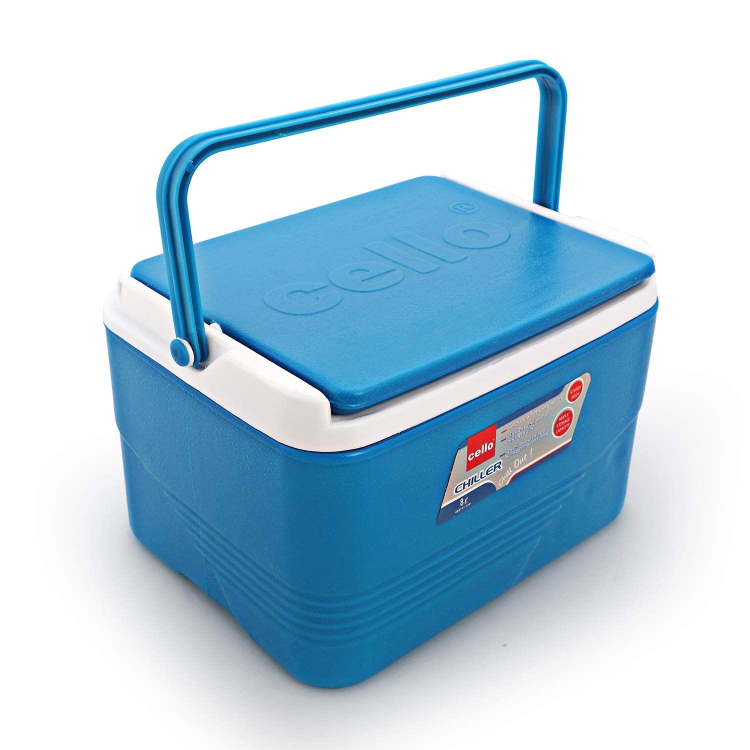 Cello Chiller Ice Box | Standard Size For Travel Party Bar Ice Cubes | Cold Drinks | Medical Purpose | 8 Litre, Blue