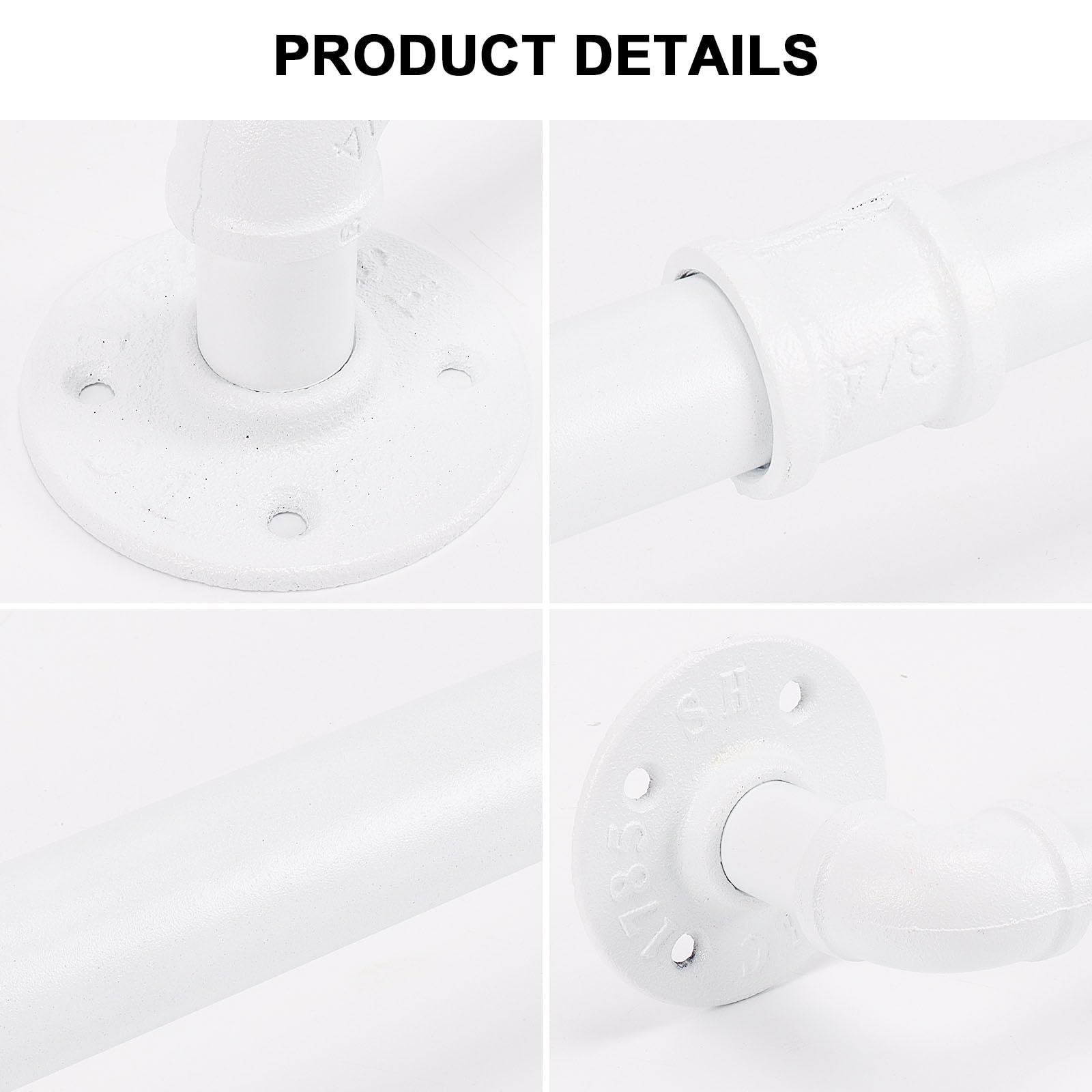 Jeasor Industrial Pipe Towel Rack Towel Bar, Heavy Duty Wall Mounted Rustic Farmhouse Bath Towel Holder For Bathroom (White, 32)