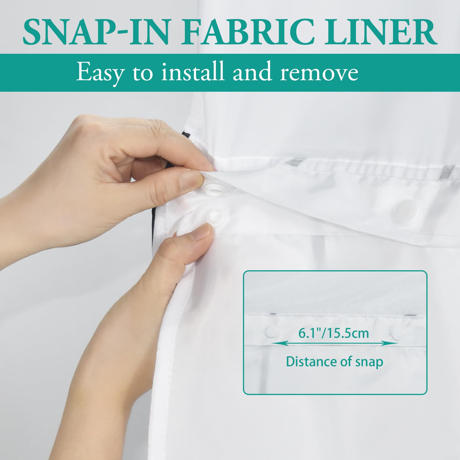 Lxbni No Hook Black And White Striped Shower Curtain With Snap In Fabric Liner Set - Hotel Shower Curtain And Liner Set With See