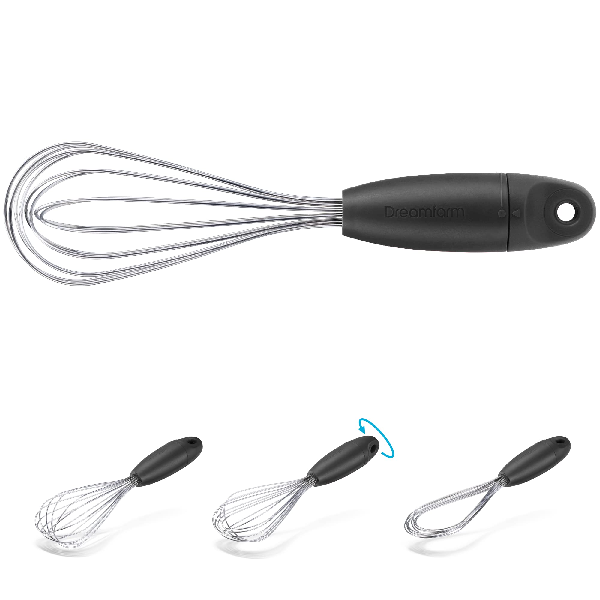 Dreamfarm Mini Flisk | 3 In 1 Stainless Steel Whisk With Ergonomic Handle | Balloon Whisk, Sauce Whisk And Flat Whisk Combined I