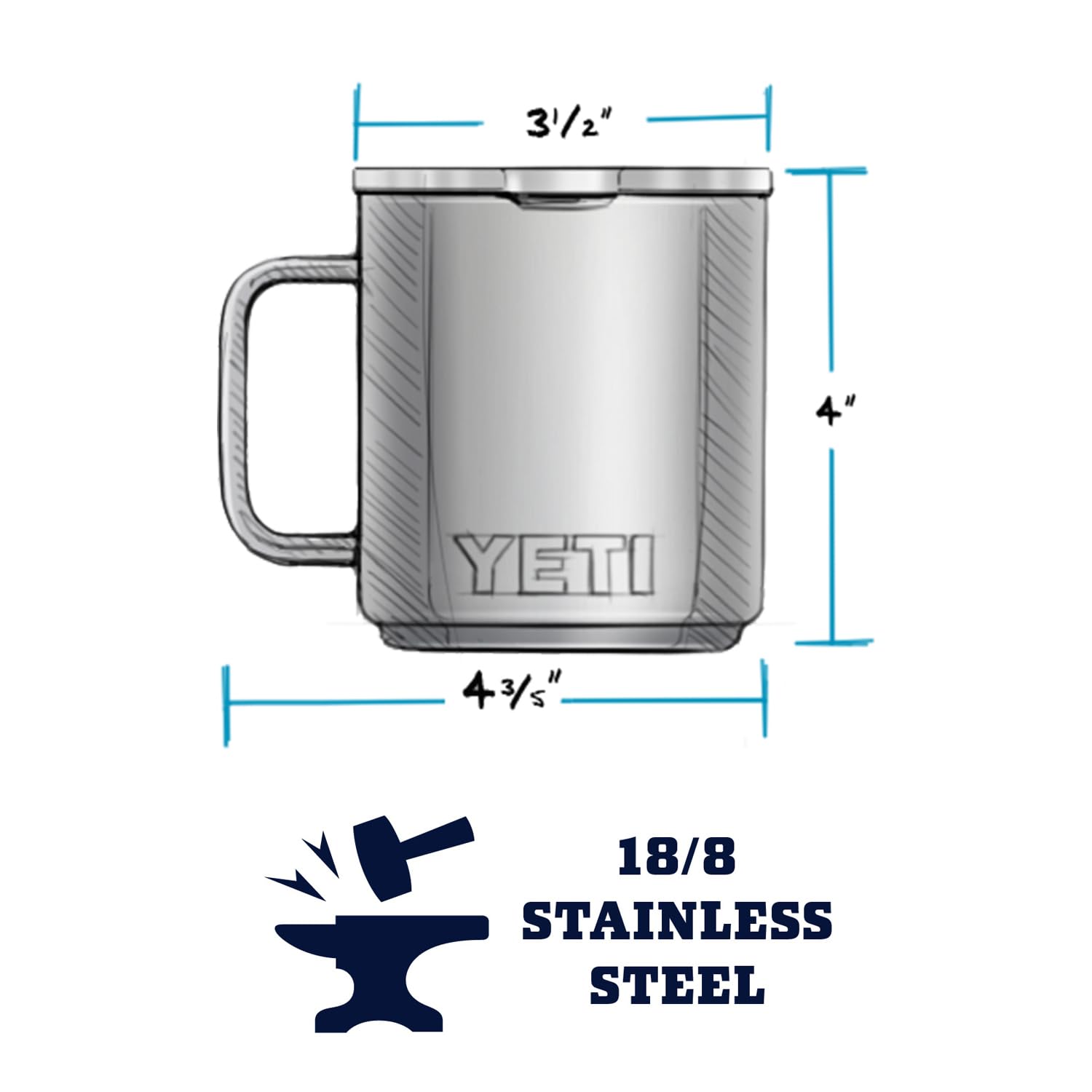 Yeti Rambler 10 Oz Stackable Mug, Vacuum Insulated, Stainless Steel With Magslider Lid, White