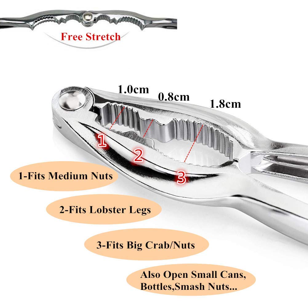 Lobster Crackers And Picks Set, 8Pcs Crab Leg Cracker Tools - Stainless Steel Seafood Crackers & Forks Nut Cracker Set & Storage
