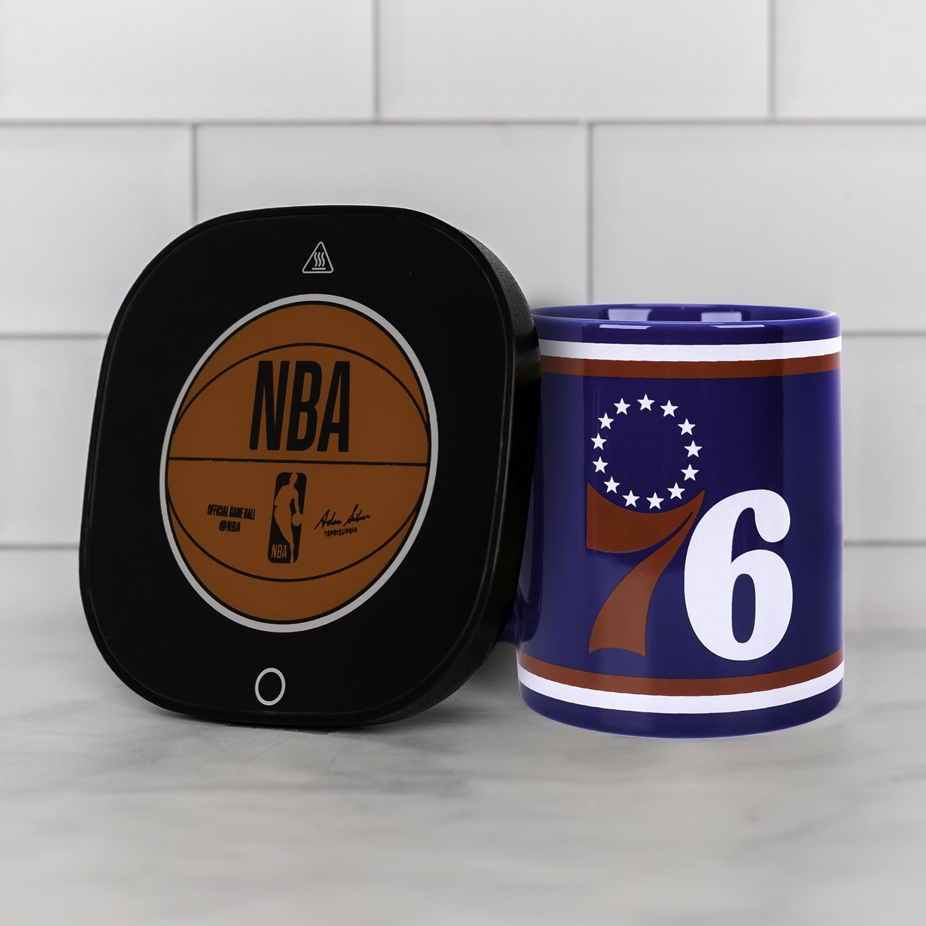Uncanny Brands Nba Philadelphia 76Ers Logo Mug Warmer With Mug Keeps Your Favorite Beverage Warm - Auto Shut On/Off