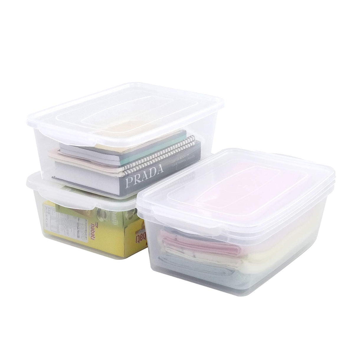Sandmovie 14 Quart Latch Containers With Lid, Clear Latching Box, 4 Packs
