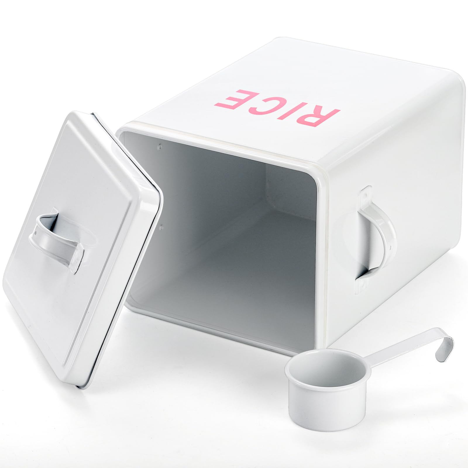 Youeon 10 Lbs Metal Rice Storage Container, Square Rice Canister With Lid And Measuring Scoop, Countertop Sealed Food Storage Co