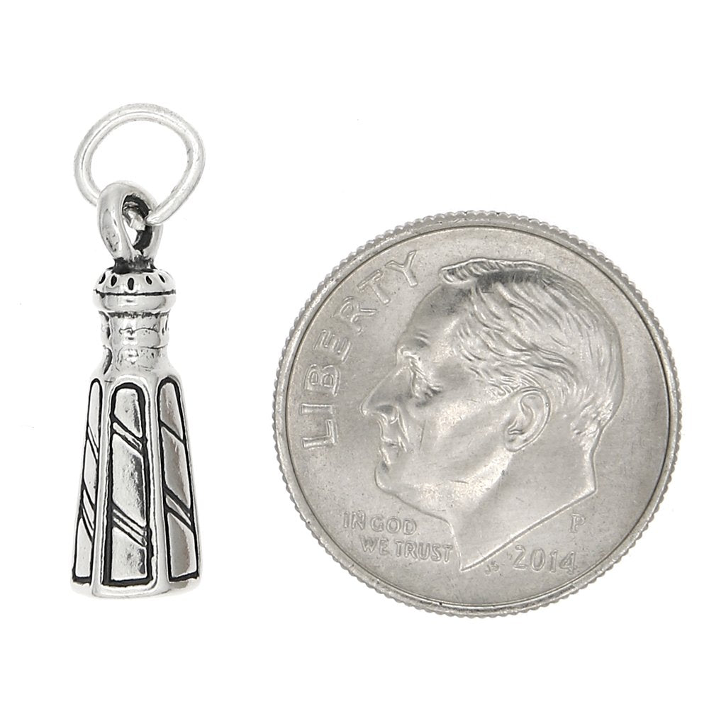 Sterling Silver Oxidized Three Dimensional Salt Or Pepper Shaker Charm