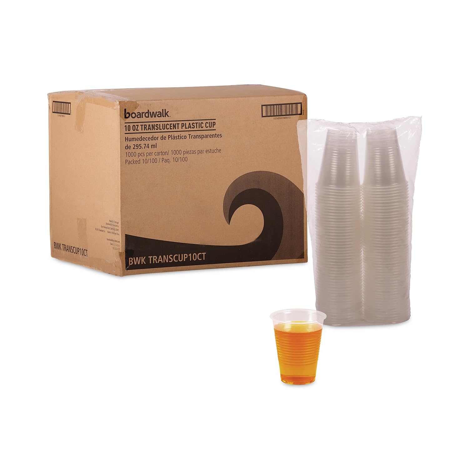 Boardwalk Translucent Plastic Cold Cups, 10 Oz, Polypropylene, 100/Pack