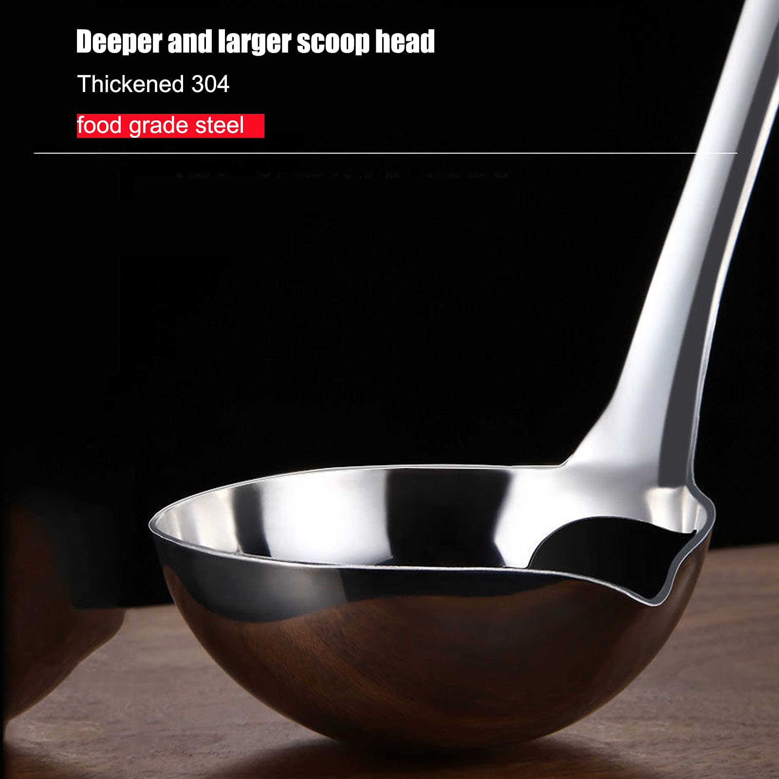 Gravy Ladle With Anti-Scalding Handle Stainless Steel Grease Separator Soup Spoon Ladle For Cooking (1, Silver)
