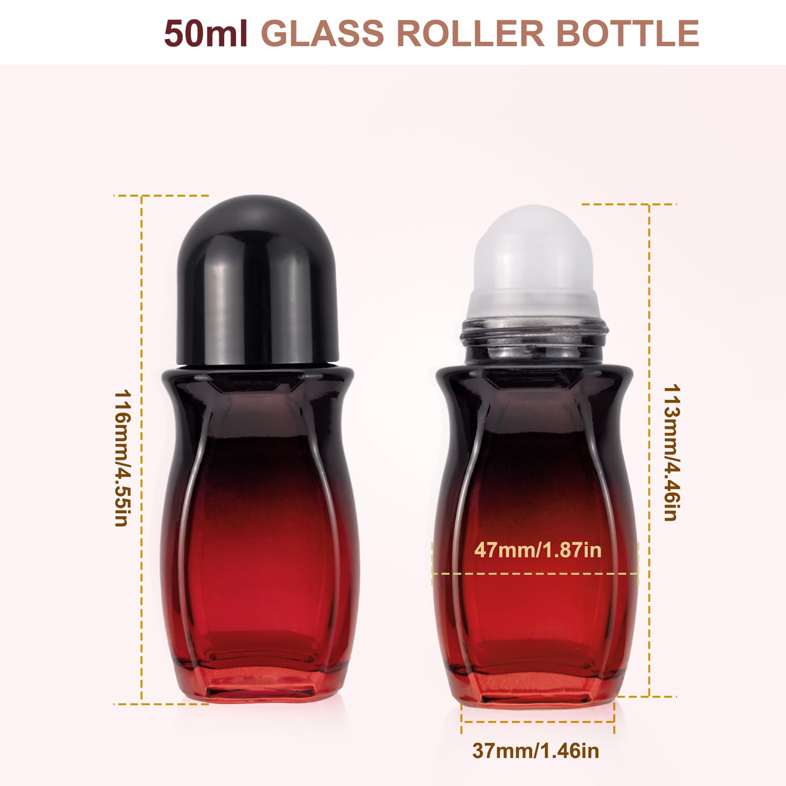 Kesell 2Pack Glass Roller Bottles 50 Ml Gradient Red Deodorant Bottle With Opener Refillable Glass Roller Ball Deodorant Contain