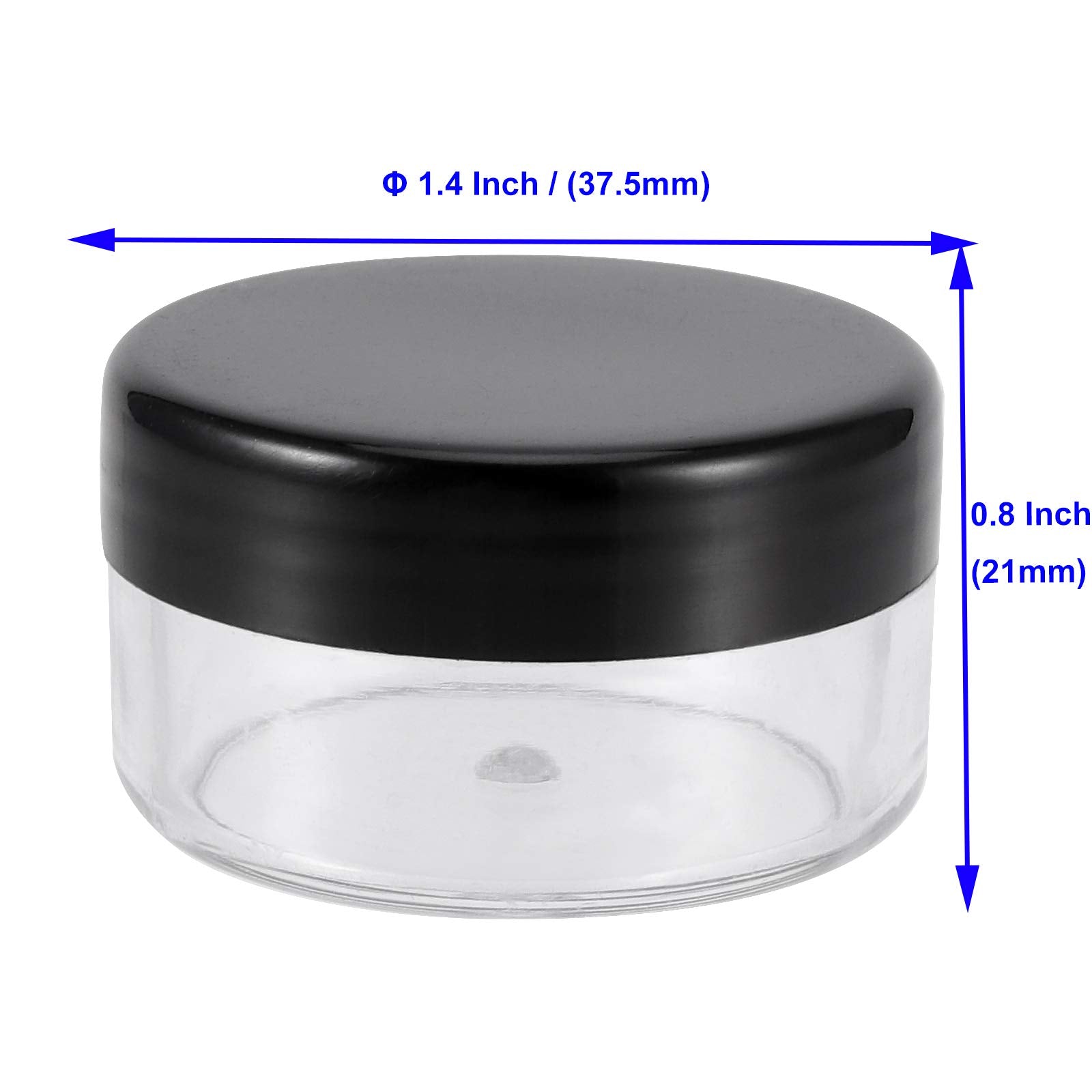 Kohand 150 Pieces 10 Gram Plastic Cosmetic Sample Containers Jars With Black Lids, Bpa Free, Small Lip Balm Containers, Clear Em