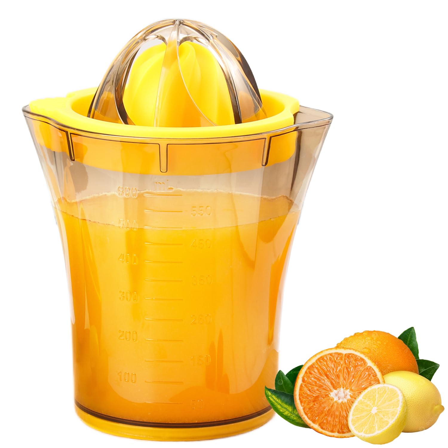 Citrus Orange Juicer Manual Lemon Lime Squeezer, Hand Lemon And Lime Juicer And Reamer With 20 Oz Bowl, 2 Pour Spouts