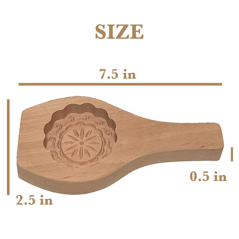 Killer'S Instinct Outdoors Carved Round Wooden Mould Press Mooncake Mold Middle Eastern Cookie & Cake Mold 2-1/2'' Diameter 1/2'